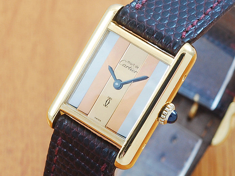 Cartier Tank Tri Dial 18K Gold Vermeil Women's Watch!