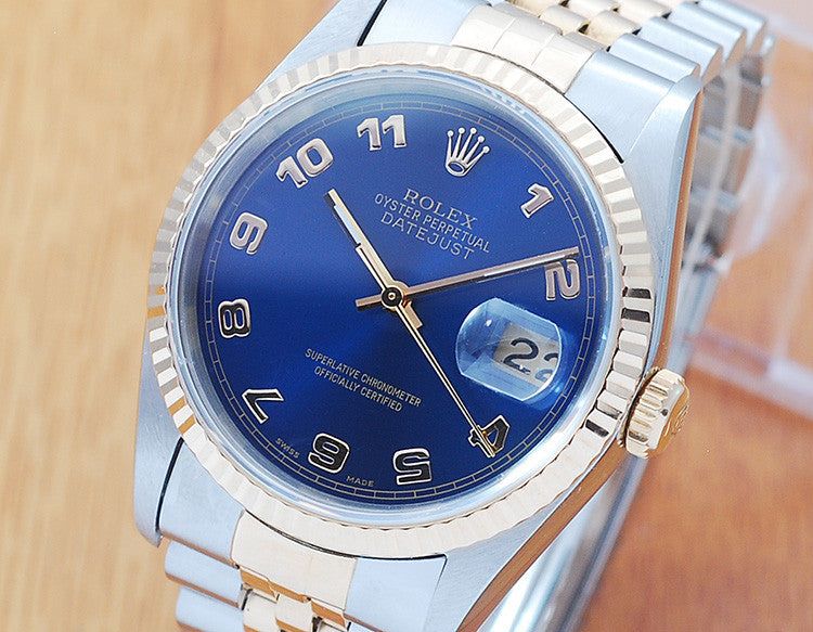 Rolex 18K Gold & S/S Arabic Dial Automatic Men's Watch! 16233