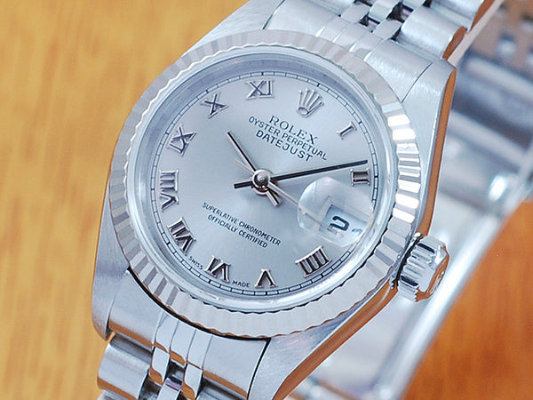 Rolex 18K Gold S/S Sapphire Roman Dial Women's Watch! 79174