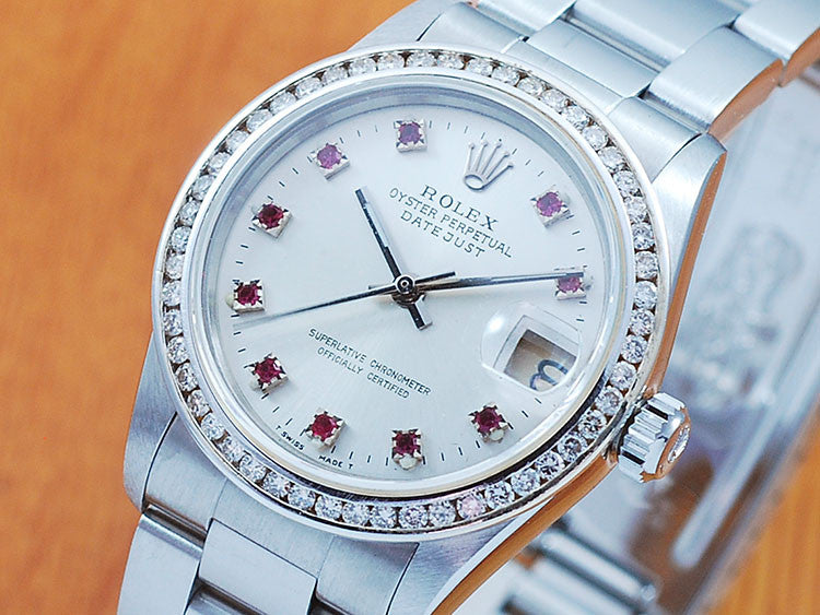 Rolex 18K Ruby Diamond DateJust Automatic Midsize Watch!