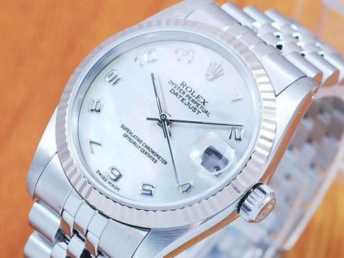 Rolex 18K Pearl DateJust Automatic Midsize Watch! 68274