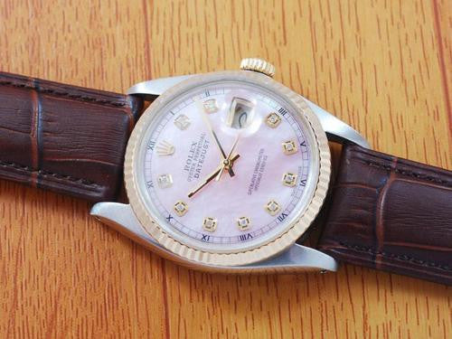 Rolex Gold & S/S Pearl Diamonds DateJust Automatic Men's Watch!