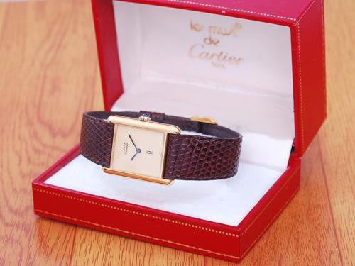 Cartier Tank 18K Gold Vermeil Midsize Watch!