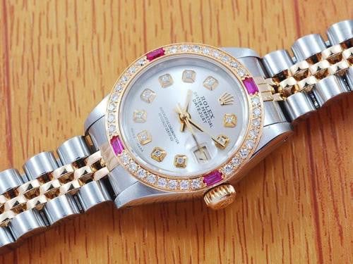 Rolex 18K Gold Ruby Diamonds DateJust Automatic Women's Watch!