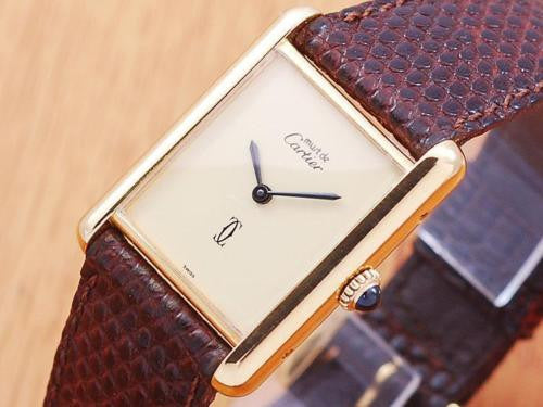 Cartier Tank 18K Gold Vermeil Midsize Watch!