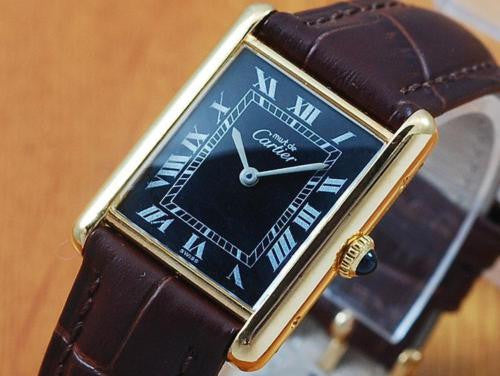Cartier Tank 18K Gold Vermeil Roman Midsize Watch!