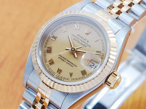 Rolex 18K Gold & S/S Roman Dial Automatic Women's Watch! 69173