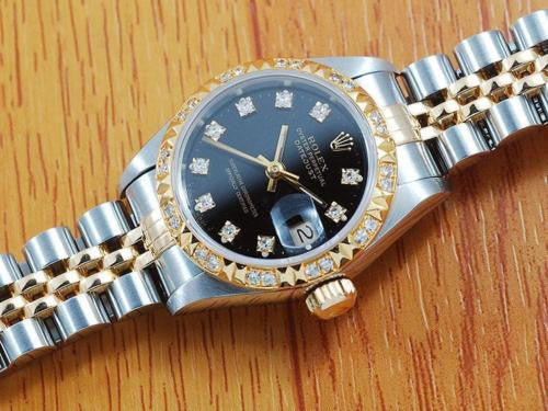 Rolex 18K Gold & S/S Diamonds No Hole Women's Watch! 69173