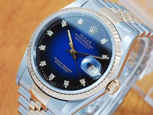 Rolex 18K Gold & S/S Diamond Automatic Men's Watch! 16233