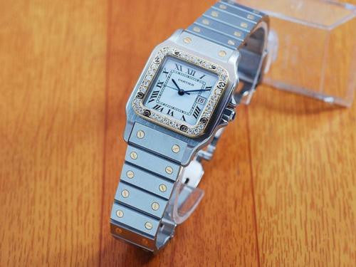 Cartier Santos Diamond Stainless Steel Midsize Watch!