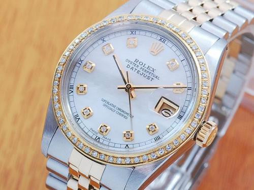 Rolex MOP Gold & S/S Pearl Diamond Automatic Men's Watch!