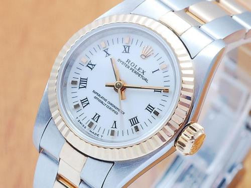 Rolex 18K Gold & S/S Roman Automatic Women's Watch!