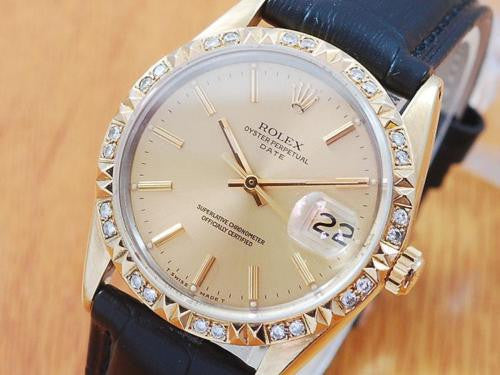 Rolex Oyster Perpetual DATE Gold Capped Diamond Watch!