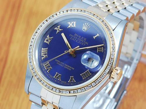 Rolex Gold & S/S Roman Dial Diamond Automatic Men's Watch!