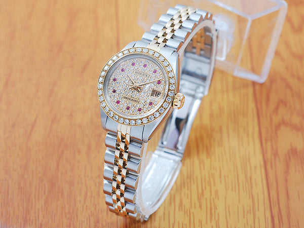Rolex Gold Pearl Ruby Diamonds DateJust Automatic Women's Watch!