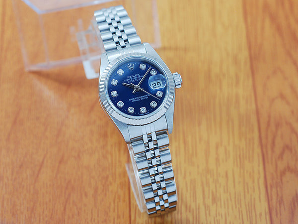 Rolex 18K Gold S/S Sapphire Diamonds Women's Watch! 79174