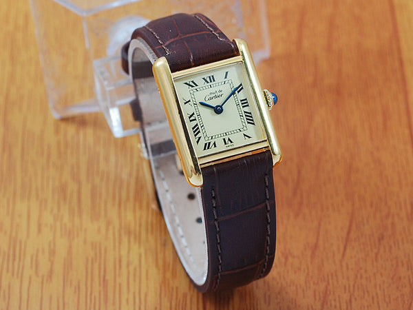 Cartier Tank 18K Gold Vermeil Roman Women's Watch!