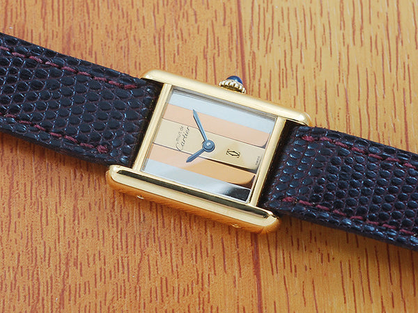 Cartier Tank Tri Dial 18K Gold Vermeil Women's Watch!