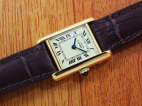 Cartier Tank 18K Gold Vermeil Roman Women's Watch!