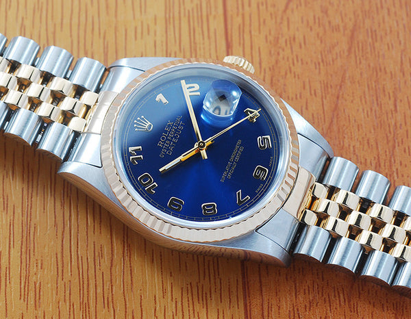 Rolex 18K Gold & S/S Arabic Dial Automatic Men's Watch! 16233