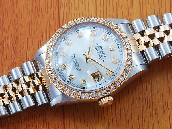 Rolex MOP Gold & S/S Pearl Diamond Automatic Men's Watch!