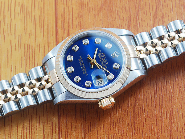 Rolex 18K Gold & S/S Diamonds No Hole Women's Watch! 69173
